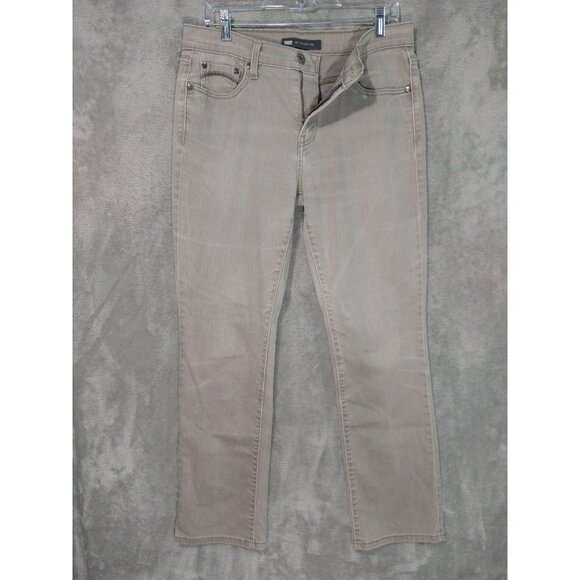 Levis 505 Jeans Womens 10 Beige Denim Straight Leg Mid Rise Stretch - Picture 1 of 9